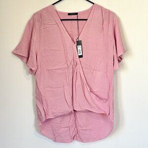NWT Bobi Black Los Angeles Mauve Pink Casual Short Sleeve Top - Small